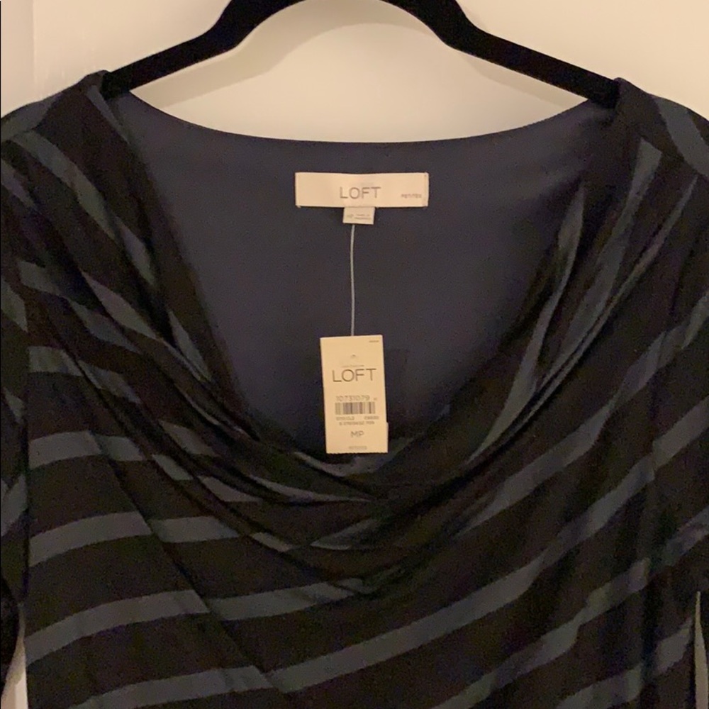 NWT LOFT Striped Cowl Neck Dress Size MP
